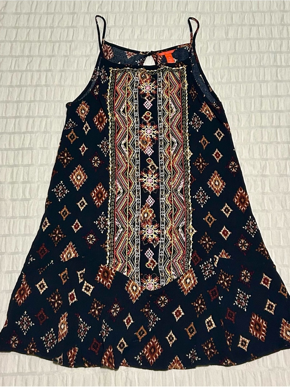 Chelsea & Violet Navy Embroidered Boho Tank Dress - Multicolor